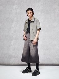 【煉獄】手工漸變噴染/弓褶闊腿工裝七分褲