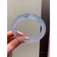 正宗冰種飄藍花正圈翡翠手鐲女款天然緬甸老坑玻璃種冰飄花玉鐲子