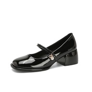 Mary Jane รองเท้าเดี่ยวหนังนุ่ม Chunky Heel BUCKLE Fairy Godmother รองเท้าฤดูใบไม้ผลิสไตล์ใหม่ผู้หญิ