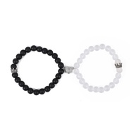 Gelang Couple Magnet Love Bercahaya Hati Gelang Manik-Manik Hitam Putih Pria Wanita Pasangan Sahabat