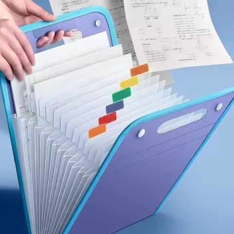 Vertical 13-Pocket Expanding File Organizer - Durable PP Portfolio for A4 Documents, Multi-Category 