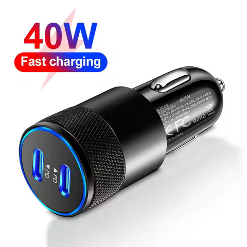 40W Dual PD Car Charger Adapter Fast Charging Type USB C Quick Charger in Car Mobile Phone for iPhon