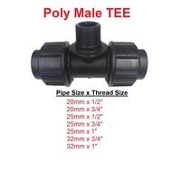 HDPE / POLY / PP FITTINGS POLY PIPE FITTINGS ~ Male TEE ( Size: 20mm 25mm 32mm 1/2” 3/4” 1” )