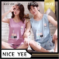 【Pajama set】 ❣terno pajama for adults pajama terno for women pajama for adult bt21 pajamas silk terno pajama set for women sleepwear sando pajama terno adult terno for men Men s and women summer cotton couple vest pajama shorts gift gift