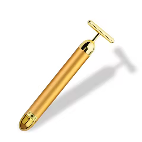 Portable Energy Electric Beauty Bar Waterproof 24K Gold Pulse Firming Massager Roller Facial Eye Pou