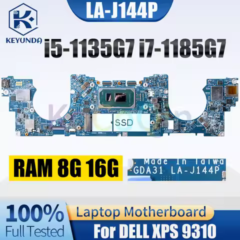 For DELL XPS 9310 Notebook Mainboard LA-J144P i5-1135G7 i7-1185G7 RAM 8G 16G 08642J 0HJ0FY 07P9Y7 La