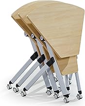 YVYKFZD Folding Conference Table, Flip Top Mobile Training Table, Sector Shape Conference Room Table