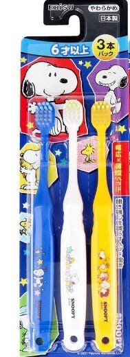 Ebisu - EBISU SNOOPY史努比 6歲以上兒童牙刷 3支裝 (顏色隨機送出) (4901221863626) (平行進口)