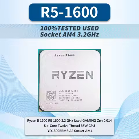 100% Tested Ryzen 5 1600 R5 1600 3.2 GHz GAMING Zen 0.014 Six-Core Twelve Thread 65W CPU YD1600BBM6I