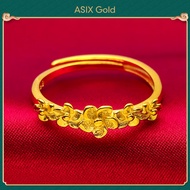 ASIX GOLD แหวนทองแท้ แหวนผู้หญิง ทอง 24K 999 ไม่ดำ ไม่ลอก ไม่ดำ การประกันคุณภาพ แหวนดอกไม้ รูปแบบล่าสุด