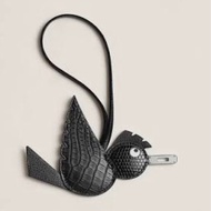 全新 HERMÈS 愛馬仕 鳥王Birdy 掛件 89 黑色 Noir (Black) 短吻鱷 霧面 蜥蜴皮 Epsom皮 Chevre山羊皮 銀扣