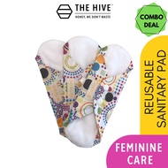The Hive Set of 3 POLKA DESIGN Waterproof Reusable Sanitary Pad:Washable, Economical, Eco-Friendly