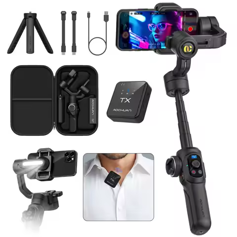 AOCHUAN Smart S2 Smartphone Gimbal Stabilizer with microphone Professional 3-axis Stabilizer For ipo