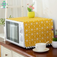 Yellow Plaid Microwave Oven Dust Cover Hood Cotton Microwave Cover for Home