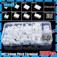 HANSQ 230Pcs 2.54mm Pitch Terminal, Male And Female XH2.54 Pin Connector, 4 Value Housing Kit 2p 3p 