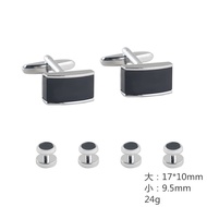 Fashion Accessories Cufflink High-End Rectangular Cufflink Black Agate Zircon Crystal Cufflink Plack