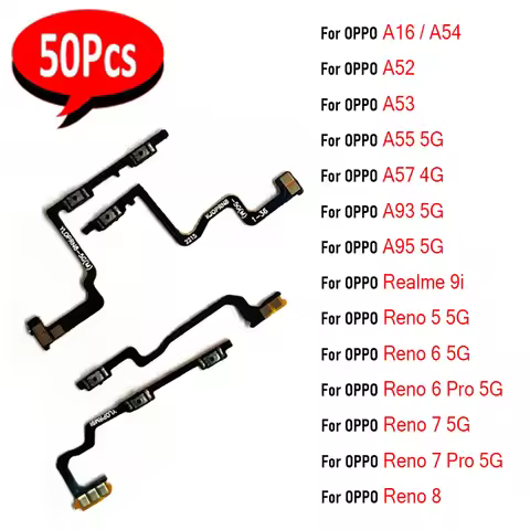 50Pcs，Power on/off Volume Key Button Flex For OPPO A16 A54 A52 A53 A55 5G A57 4G A74 A93 A95 5G Real