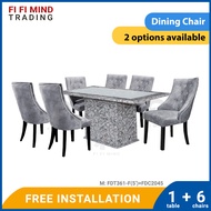 Kizzie Marble Dining Set/ Marble Dining Table/ Meja Makan 6 Kerusi/ Meja Makan Marble/ Meja Makan Set
