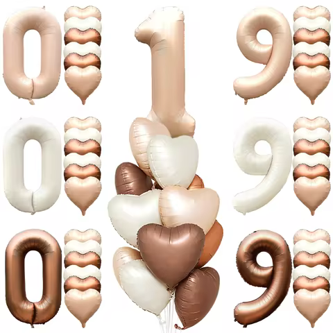 40in Cream Big Number Balloon 18in Three Color Love Foil Helium Balloons Aldult Birthday Set Boys Gi