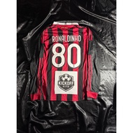 AC Milan 2007 08 Home Jersey Red Black Ronaldinho 80