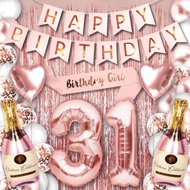 (SG SELLER) 31st Birthday Decorations, 31st Birthday Balloon, Rose Gold Birthday Decorations Set 31 