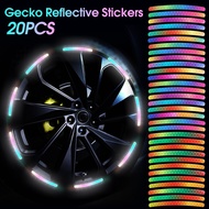 20Pcs Rim Decorative Strips Stickers / Colorful Rainbow Luminous Sticker / Car Wheel Hub Reflective Dacal / Roadway Safety Reflective Strip / Bicycle Tyre Accessories