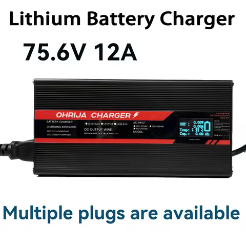 OHRIJA 75.6V 12A High power Fast Charger For 18strings 60V Li-ion Battery Charger Stable intelligent