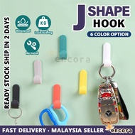 Encora Punch Free Wall Mounted Plastic J Hook Shape Penyangkut Dinding Plastik Wall Hanging Hook J S
