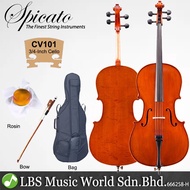 Spicato Italy Cello CV101 Three Quarters Size 3/4 Cello intermediate Cello With Bag Bow Rosin