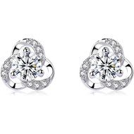 S999 silver earrings for women, Clear AAA Cubic Zirconia hypoallergenic earring Refined elegant jewe