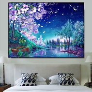 Cross stitch set   Cross stitch kit  Cross stitch pattern  2022 New Style European-Style Living Room Landscape Painting Pastoral Cherry Blossom Starry Sky Printed C