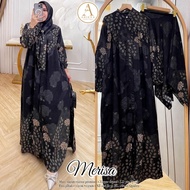 MERISA SET DRESS DAN JILBAB SETELAN BAJU MUSLIM WANITA MODEL TERBARU  GAMIS WANITA MOTIF BUNGA DRESS CASUAL KONDANGAN OOTD GAMIS WANITA FREE KERUDUNG