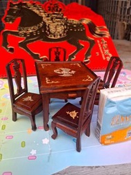 全新仿古實木麻雀枱連4椅