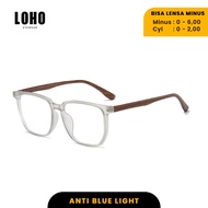 LOHO Anti-Radiation Anti-Blue Light Photochromic Bluecromic Square Glasses TR90 Material Can Be Minu