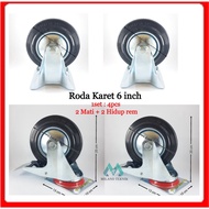 6" Trolley Wheels (2HR+2M) 6 inch Cart Wheels Rubber Wheels Trolley Wheels Display Case Wheels