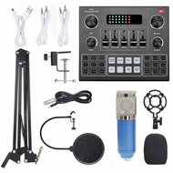 Multifunctional Live V9 Sound Card and BM800 Suspension Microphone Kit Broadcasting Recording Condenser Microphone Set Intelligent Webcast Live Sound Card