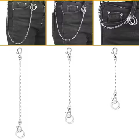 652F Both Ends Lobster Buckle Chain Belt Wallet Chain Pants Chain Pocket Chain with Keyring for Pant