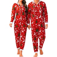 Printed Jumpsuit Christmas Pajamas Couple Pajamas Ladies Christmas Pajamas Men 51022