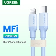 UGREEN 1M MFI PD20W USB-C to Lightning Cable Power Delivery Fast Charging Coloful Cable for iPhone 14 13 Pro Max iPhone 14 Plus iPhone 12 11 Pro Max  X XS XR 11 12 13 Pro Max iPhone SE 2 3 Tpye C