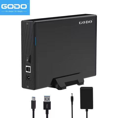 GODO 3.5 Inch Metal SATA HDD SSD External Hard Drive USB3.0 Enclosure Case Aluminum Alloy 18TB with 