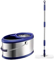 YWAWJ Spin Mop with Stainless Steel Bucket System High Quality Magic Pressure Design 360 Degree Spinning Mop (Edition : 6 mops)