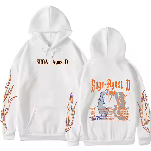 Kpop Agust D D-DAY CREW Solo Tour Loose Hooded Cardigan Long Sleeved Pullover Coat Cotton Y2K Oversi