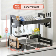Inox 304 Kệ Để Chén Đĩa,Giá Để Bát Đĩa Đa Năng Phía Trên Bồn Rửa,Kệ Chén Có Nắp Đậy 65-125Cm