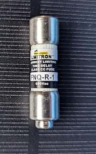 Limitron FNQ-R-1 Current Limiting Time-Delay Fuse, 600VAC 2 Amp, Silver and White, Class CC, Industr