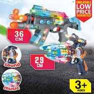 Shooting Toy Gun with LED Light & Sound Effects Vibrating Rifle / Pistol Mainan Berputar Berlampu