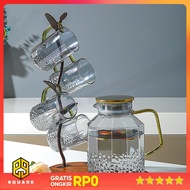 BOUSSAC Heat Resistant Glass Water Jug 1.8L with 2 Cups - BSS18 Original 99 Square