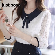 【3 Days Delivery】Womens Lace Chiffon Shirt with White Top Shirt