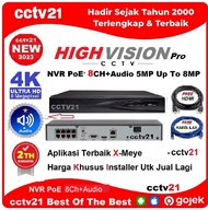 NVR PoE 8Ch +Audio 5MP Up To 8Mp/4K High Vision Aplikasi TerBaik X-Meye H-265+ Harga Khusus Installe