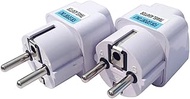 GRLRCR 2 Pack Germany France Europe Travel Power Adapter, Universal AU UK US to EU Europe Plug AC 25