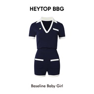 Heytopbbg Tennis Series เสื้อผ้ากีฬาสไตล์ Old Money Knit One-Piece สำหรับผู้หญิง ระบายอากาศได้ดี ทรง